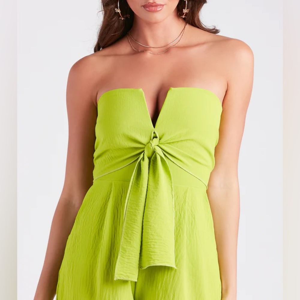 Lime Green Strapless Romper - Picture 2 of 4